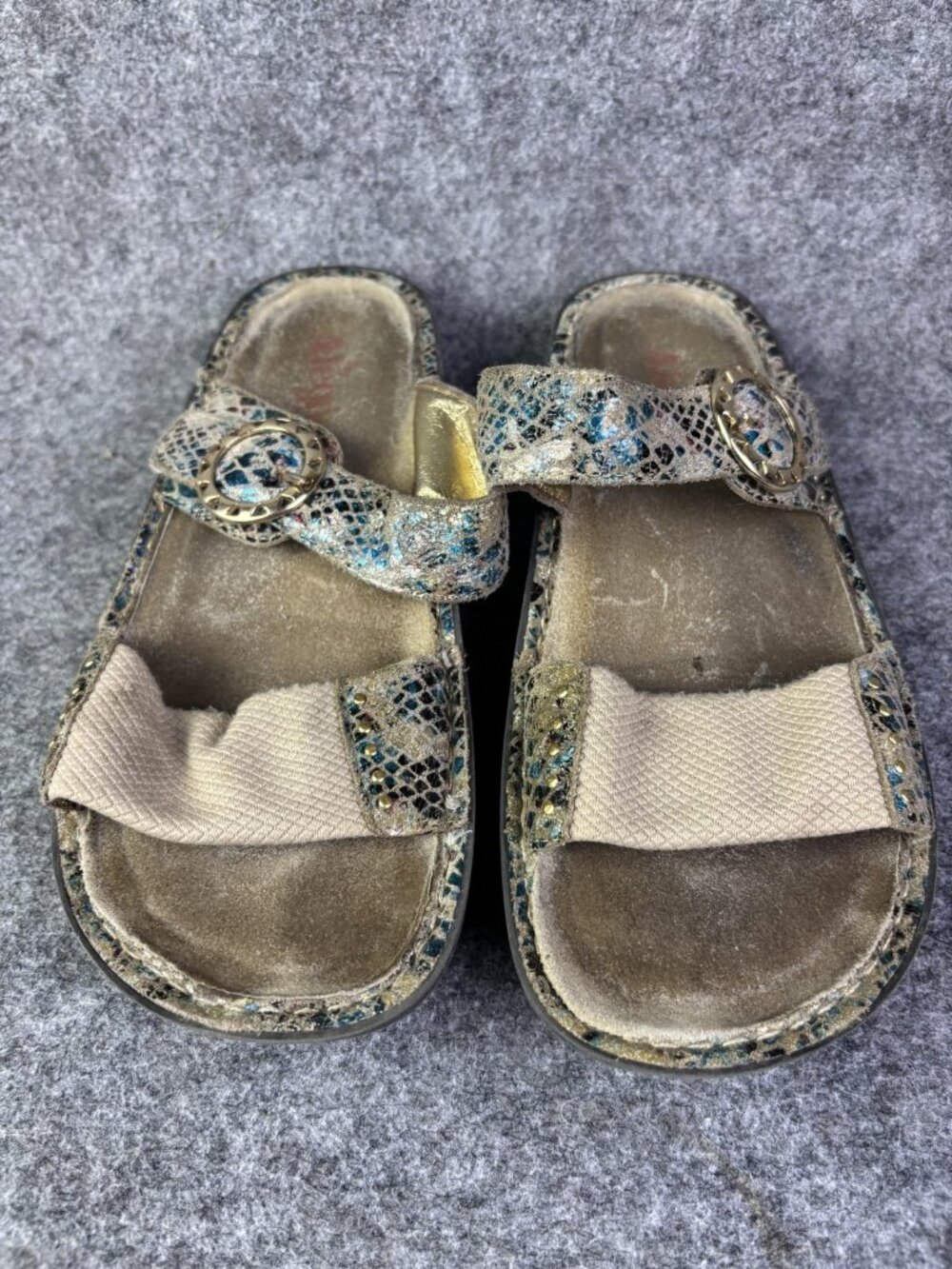 Alegria Shoes Womens Size 8 EU‎ 38 Multicolor Leather Slide Sandals KEA-934